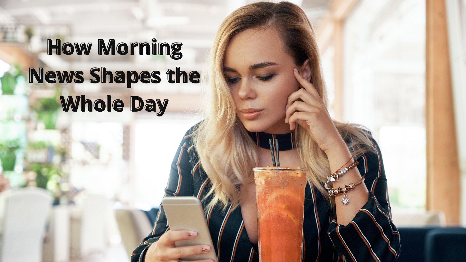 person reading morning news on phone