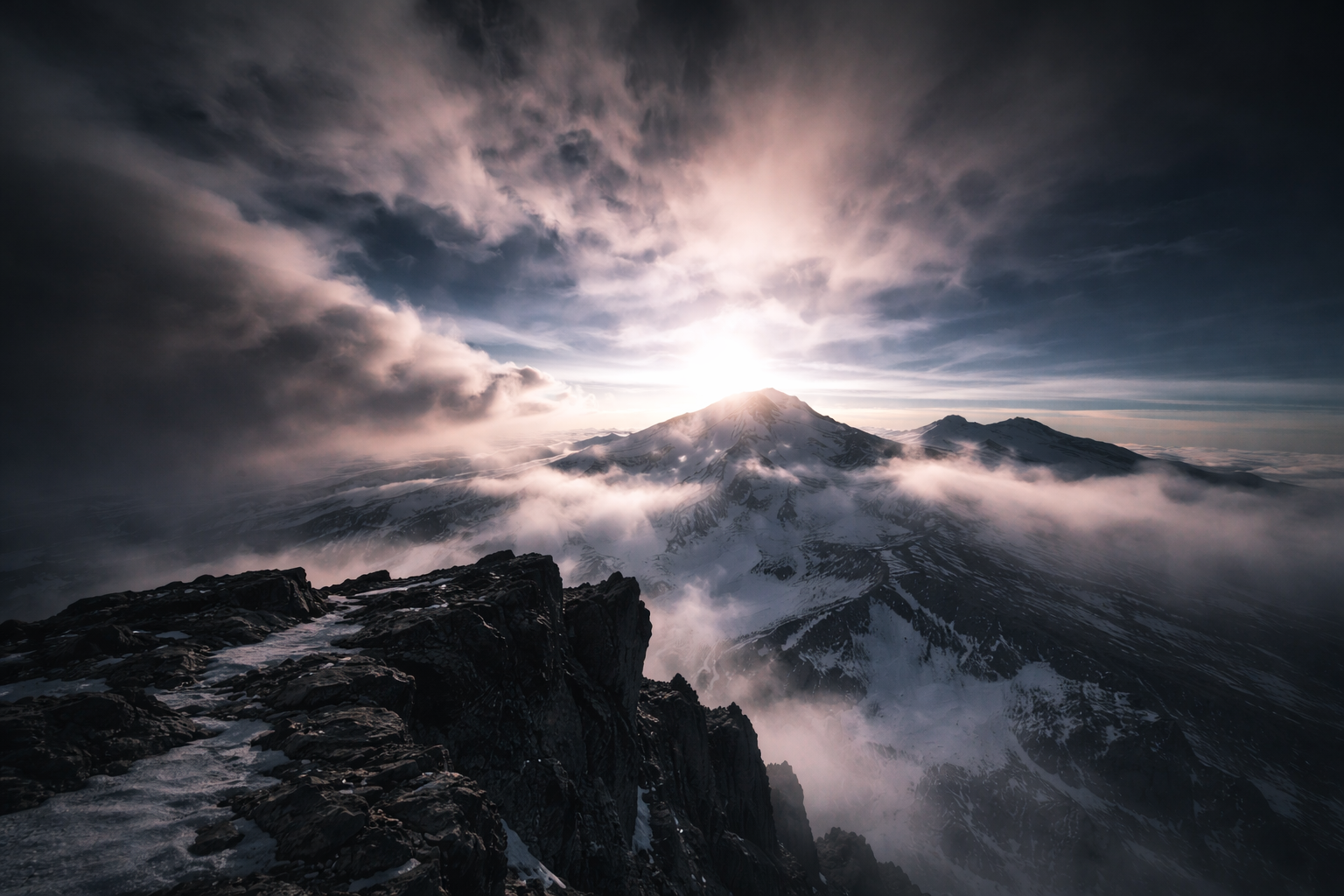 Extreme natural landscape where humans can only survive temporarily