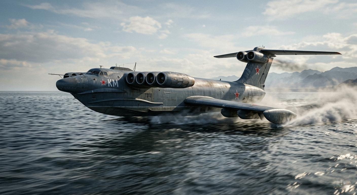 soviet km ekranoplan caspian sea monster flying