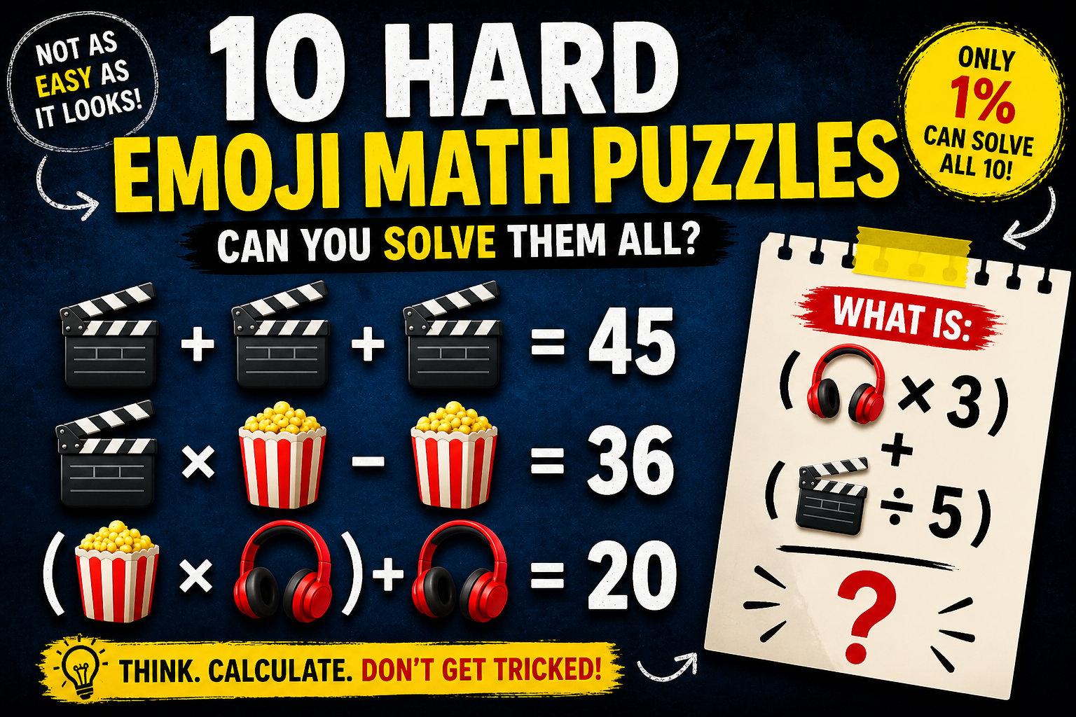 emoji math puzzle with equations and brain teaser challenge